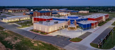 Aerial view of a Choctaw-Nicoma Park school campus
