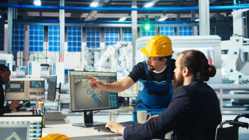 Engineering students in a technology lab