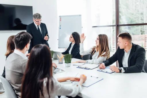Meeting in a conference room