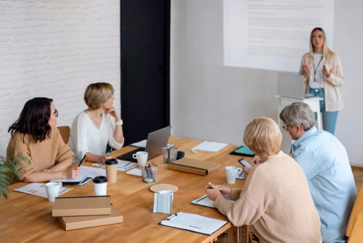 Board meeting around a table